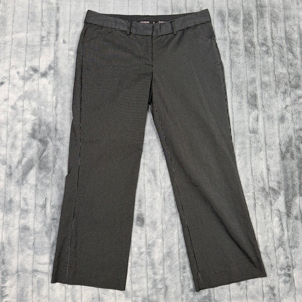 Express Editor Pinstripe Dress Pants Womens 6 Black White Bootcut Career Trouser
